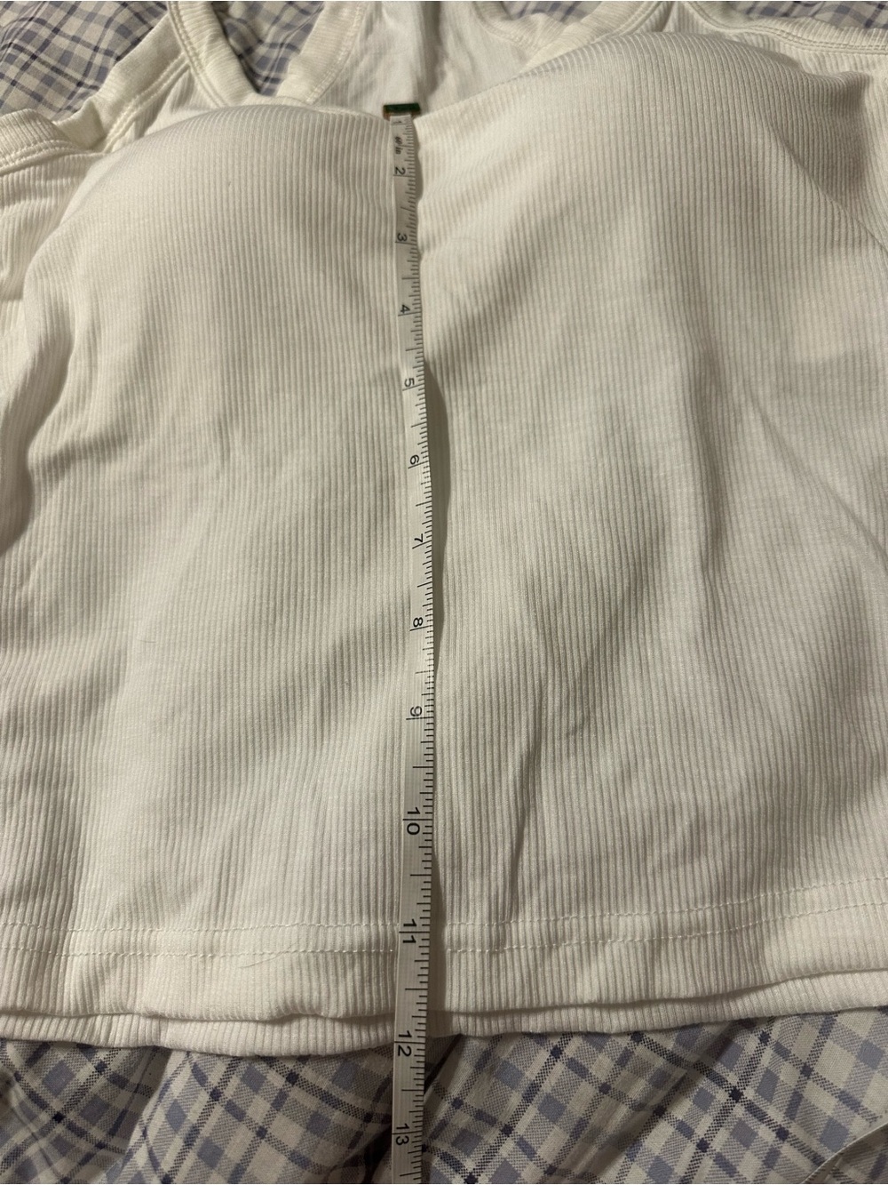 White Ribbed Racerback Tank Top Built-In Padded Bra Size Small - Picture 5 of 8